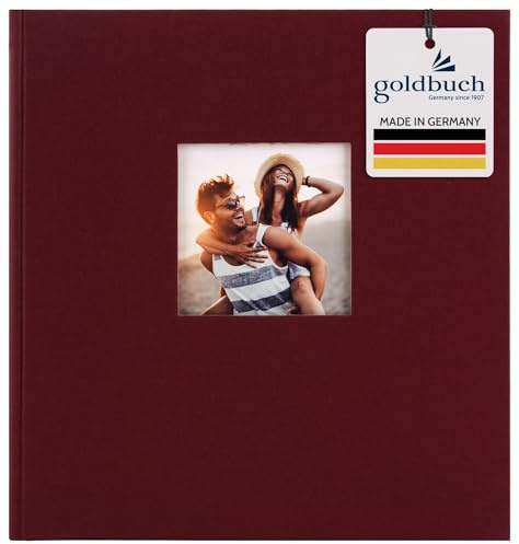 goldbuch 27 892 Bella Vista Fotoalbum mit Bildausschnitt Bordeaux, Erinnerungsalbum im Format 30 x 31 cm, Foto Album 60 weiße Seiten mit Perganim-Trennblättern, Fotobuch mit Leineneinband, Weinrot