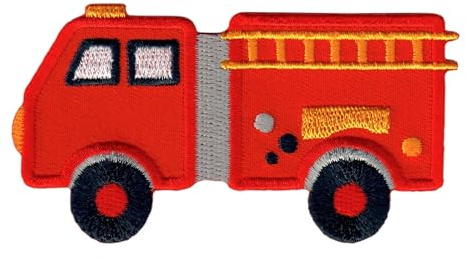 PatchMommy Feuerwehr Auto Aufnäher zum Aufbügeln für Kinder, 5 x 9 cm | Gesticktes Bügelbild, Patch & Applikation für Baby- und Kinderkleidung & Rucksäcke – zum Aufbügeln oder Aufnähen