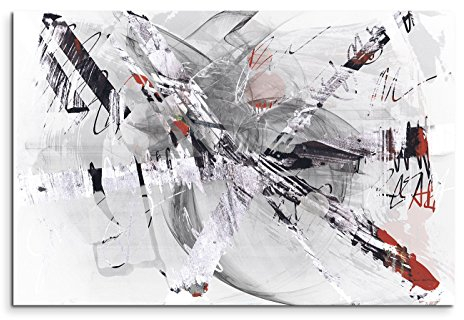 Paul Sinus Art 120x80cm Leinwandbild Leinwanddruck Kunstdruck Wandbild grau beige rot weiß gemalt