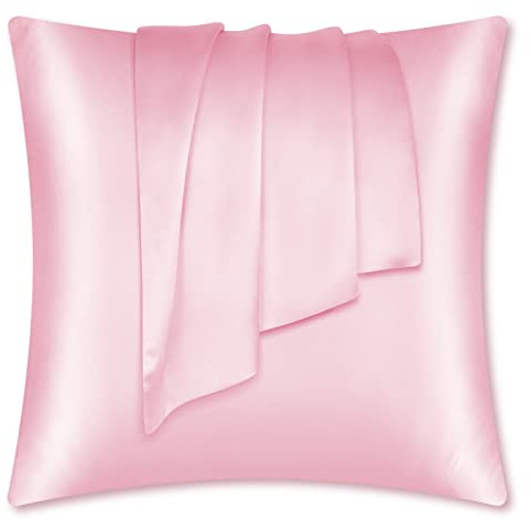 LULUSILK Örngott av natursilke, 100 stycken, rent mullbärssilke, örngott för hår och hud, anti-rynk, dragkedja, kvadratisk, storlek 65 x 65 cm, rosa, 1 styck, 16 momme