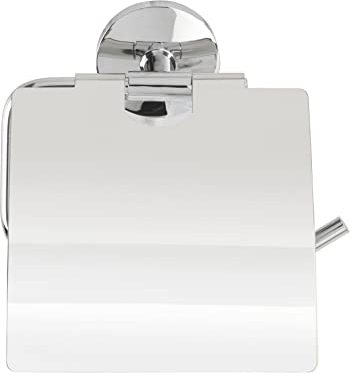 WENKO Toilettenpapierhalter Cuba, Papierrollenhalter mit Deckel zum Schutz, in massiver Qualität aus rostfreiem Zinkdruckguss mit glänzendem Finish, 13,5 x 13,5 x 4 cm