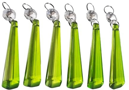 6 stumpfes Ende schräg 72mm Eiszapfen Retro Vintage Salbei Grün Kronleuchter Tropfen geschliffen Glas Kristalle Perlen Weihnachtsbaum Ornamente Hochzeit Wishing Dekorationen Licht Ersatzteile Basteln