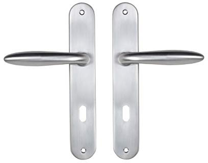 Bricard 984050 Set de Poignées Zamak sur Plaque pour Chambre, Porte Intérieure, Couleur : Argent