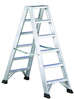 SVELT Scala Alluminio 6 gradini Professionale Due Tronchi di Salita Robusta con Gradini e Piedini Antisdrucciolo