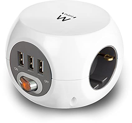 Ewent REGLETA Cubo EW3939 3TOMAS + 3USB C/Interruptor Blanca
