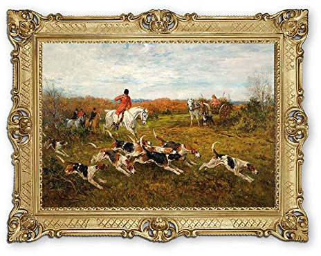 Lnxp Wunderschönes Gemälde 90x70 cm Künstler; J. Emms ´Fuchsjagd ´Bild Bilder Barock Rahmen Antik Repro Renaissance als Gemälde & hochwertige Kunstreproduktion 58B