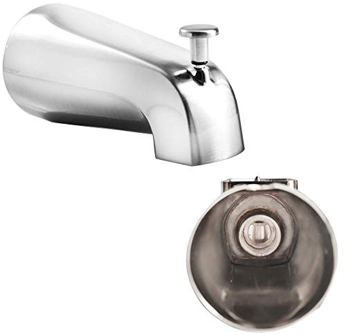 SENTO Silver Universal Bathroom Tub Spout with Diverter, Heavy Duty Durable Metal Bathtub Faucet with Shower Diverter - 4 Inches 1/2 IPS Inside Thread, Polished Chrome
