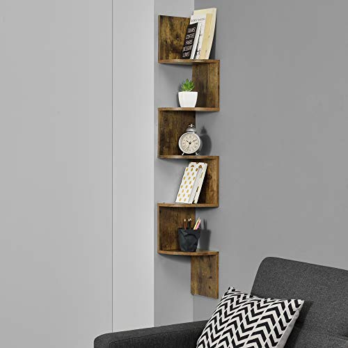 [en.casa] Eckregal 'Lysaker' 123x19,5x19,5 cm Wandregal Zick Zack Bücherregal MDF Walnuss