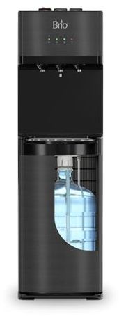 Brio Self Cleaning Bottom Loading Water Cooler Water Dispenser – Black Stainless Steel - 3 Temperature Settings - Hot, Room & Cold Water