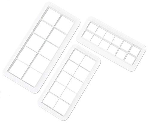 Clever Monster Square Cookie Cutter Set, Geometric Multicutter Square Cake Fondant Cutter, 3 Size Square Biscuit Cutters Cake Decorating (White).