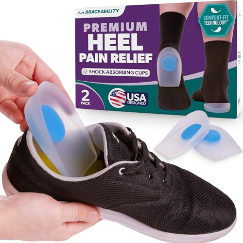 BraceAbility Talonnettes pour éperons | Coussinets en silicone de qualité médicale pour fasciite plantaire | Coussinets orthopédiques en gel et inserts de protection pour chaussures (XL (1 paire)