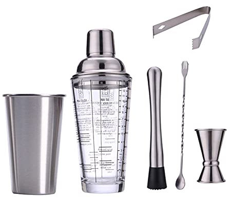 Cocktail Shaker Set Ensemble à Cocktail Shaker Shaker à cocktail, mélange de verre de verre, accessoires de bar pour la barre d'accueil, ensemble de mixage de boissons, jeu de shaker cocktail. Shakers