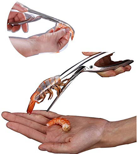 Herramienta de desfilador de camarones, pelador de gambas y mariscos, limpiador de camarones, te permite pelar, devenar y camarones mariposa en un solo movimiento suave.