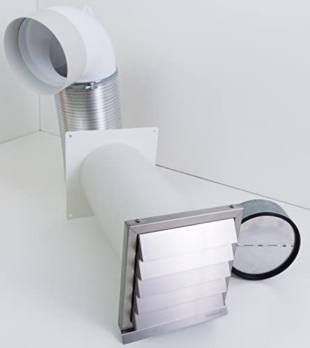 ENERGIESPAR MAUERKASTEN ROHR SET Ø125 MIT ZWEI RÜCKSTAUKLAPPEN, ANSCHRAUBBAR