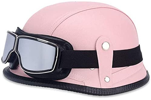Casco Da Moto In Pelle Retrò Con Occhiali Vintage, Caschi A Scodella Omologati DOT ECE, Casco Aperto Per Motociclisti, Cruiser, Scooter, Scooter, ATV, Per Uomini E Donne, Adulti (Color : C)