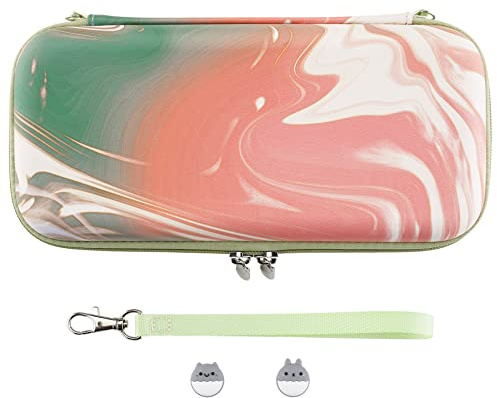 playvital Étui pour Nintendo Switch Accessoires Protection | Pochette avec Capuchon Joystick pour Switch OLED et 10 Fentes Cartes & Dragonne-Pastel Tourbillon
