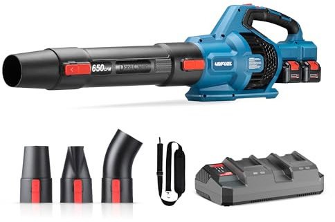 Dong Cheng Brushless Cordless Leaf Blower, 40V Battery Powered Blower with 2 * 4.0Ah Batteries & Charger, 650 CFM High-Efficiency Blower for Sidewalks, Driveways, Town Care, Blowing Leaves and Snow