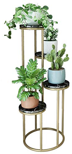 FLBT Pflanzenständer Moderner Blumentopfhalter Blumenständer Metall Marmor Pflanzenständer Indoor Balkon Blumenständer Outdoor Garten Blumenregal Perfekte Dekoration (Size : 3-Tiers)