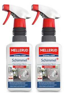MELLERUD Schimmel Vernichter Plus Aktivchlor – Schimmelentferner Bad für Fliesen, Fugen, Wand & Decken - Hocheffektives Schaumspray, | SET - 2 x 0,5 l Spray