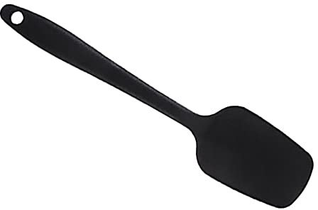 High Heat Resistant Silicone Spoon Spatula Button Flexible Seamless Rubber Spatula Baking Silicone Cooking Dough Scraper for Non-Stick Coated Cookware Mixing Scraper Black