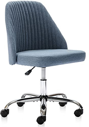 Sweetcrispy Niedlicher Schreibtischstuhl mit Rollen, Bürostuhl ohne Armlehnen, 113kg belastbar, Höhenverstellbarer Schminkstuhl Drehstuhl für Kleine Räume Heimbüro, Moderner Stoff, Desk Chair