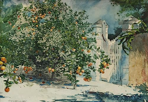 Leinwanddruck Und Poster Wand-Kunst Bild Reproduktion Orangenbäume und Tor von Winslow Homer für Wohnkultur 60x90cm