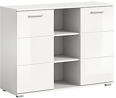 xonox.home Kommode Prego Kommode Flurmöbel Staurauchschrank Schrank Anrichte in Korpus weiß Hochglanz Front weiß, ca.110x83x37 cm