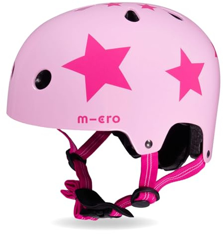 Micro Scooters | Bike/Scooter Printed Deluxe Children's Helmet | Cycling Accessories | Adjustable Headwear | Boys & Girls | 55-58cm | Pink Star