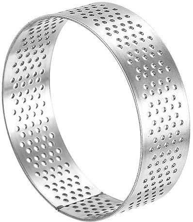 sourcing map Stainless Steel Small Cake Rings, Perforated Cake Mousse Ring Kitchen Baking Heat-Resistant 2.5 Diameter, 0.8 Height,for Cake Dessert Biscuit Chocolate, Silver