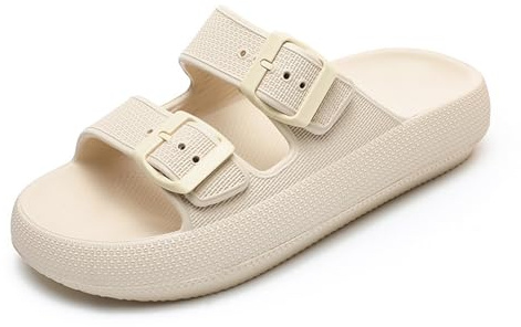 Waysoland Cloud Sliders Women Men Sandals with Adjustable Buckles,Shower Bathroom Non-Slip Quick Drying Open Toe Super Soft Comfy Thick Sole slippers Indoor Outdoor
