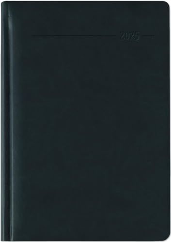Zettler - Buchkalender Tucson 2025 schwarz, 15x21cm, Taschenkalender im Tucson Einband mit 416 Seiten, 1 Tag auf 1 Seite, Adressteil, Monatsübersicht, Mondphasen und internationales Kalendarium