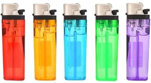 BML 5 x Multipack Disposable Lighters Adjustable Flame Windproof Pocket Lighter Reliable Ignition Child Safe Lighter for Camping Candle Kitchen Lighters Assorted Colors