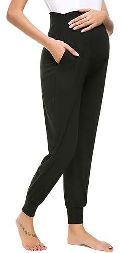 Pantaloni premaman Baggy per il tempo libero per gravidanza, pigiama, pantaloni lunghi da yoga da donna, Nero , M