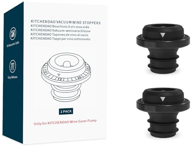 KITCHENDAO Wine Saver Vacuum Stoppers for Wine Bottles,Keep Wine Fresh for Up to a Week with Airtight Seal,Suitable for KITCHENDAO Wine Saver Pump,Set of 2 (Black)