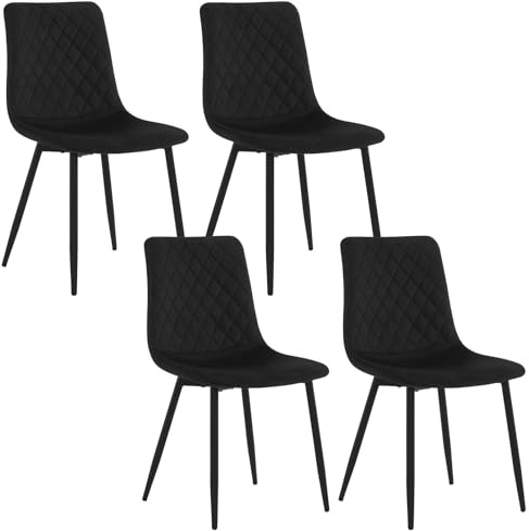 EUGAD Esszimmerstühle 4er Set Samt Schwarz | Metallbeine 150 kg Polsterstuhl Für Esszimmer Akzentstuhl