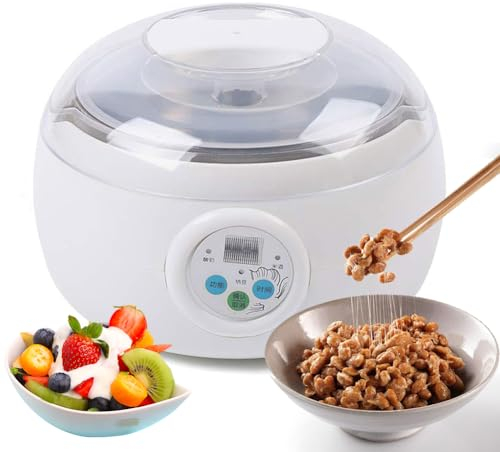 QUTBAG Macchina per Yogurt da 1,5 Litri, Macchina Intelligente per Yogurt Natto con 3 Marce, Macchina per Stufato di Fermentazione a Vapore con Rete di Fermentazione in Acciaio Inossidabile
