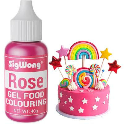 Gel Food Colouring Set, 40g Food Colouring Gel Paste for Baking, Vibrant Neon Food Coloring Dye for Slime, Icing, Cake, Odorless Food Colour for Drinks, Easter Egg, Fondant, Cookie-Rose
