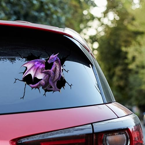 3D Fantastische Drachen Auto Aufkleber, Wandaufkleber Aufkleber 2 Stück Realistische Lila Drachen Aufkleber für Wand, Vinyl Decals, Bumper Aufkleber für Autofenster Set 25