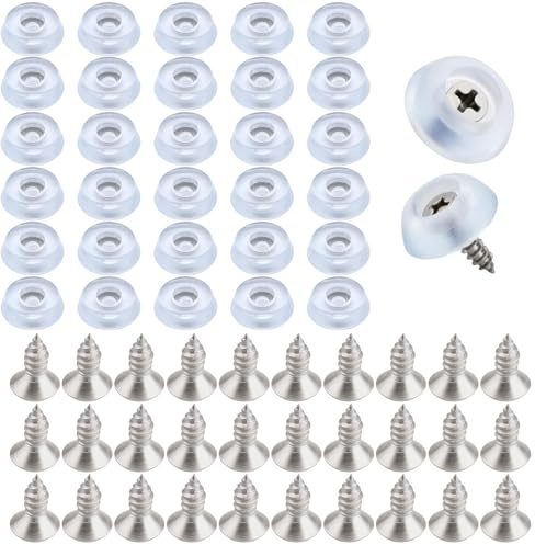 DHWEKU 30pz Piedini in Gomma per Tagliere, 1,6x1,5cm Antiscivolo Piedini Gomma Paracolpi con Viti Gambe per Tagliere Rotonde Cuscinetto per Mobili Elettronica Elettrodomestici Cucina (Trasparente)