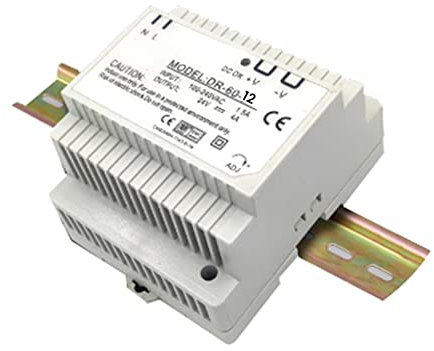 Jzoowar Transformador -60-12 Fuente de AlimentacióN de Riel DIN Industrial de 12 Voltios y 5 Amperios Fuente de AlimentacióN de 220 V CA una 12 V CC (12 V)