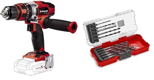 Einhell Taladradora atornilladora a batería TE-CD 18/48 Li-i-Solo Power X-Change (18V, engranaje de 2 velocidades, función de taladrado de percusión incluidasin batería)+ E-Case S Brocas 10P