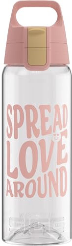 SIGG - Botella Tritan - Total Color ONE Spread Love - Apto para bebidas carbonatadas - Apto para lavavajillas - A prueba de fugas - Ligero - Sin BPA - Rosa transparente - 0,6L