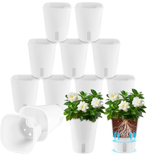 AKOLAFE 12 Stück Selbstbewässerungstopf mit Wasserstandsanzeiger 9,5CM Self Watering Pot Kräutertopf mit Bewässerungssystem Küche Blumentopf Selbstbewässernd Selbstwässernder Blumentopf für InnenAußen
