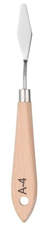 QUARKZMAN Coltelli a Paletta per Pittura 7,09 Lama in Acciaio Inossidabile Spatola Coltello Palette con Manico in Legno con Foro per Pittura Olio Acrilico Mescolare Colori Tela