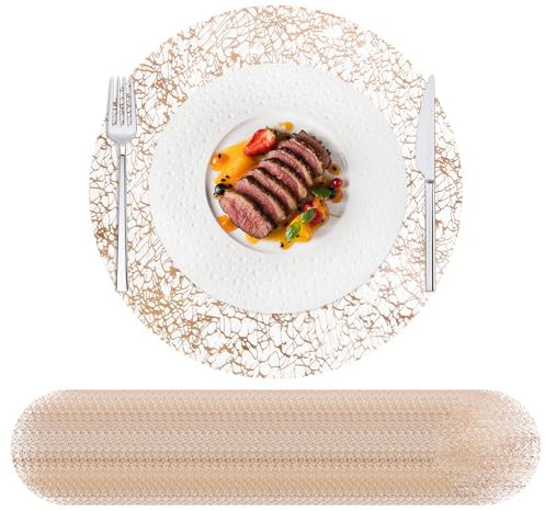 Hysenm Lot de 50 sets de table jetables en forme de champagne, 33 cm, napperons de table ronds ultra fins et jetables pour décoration de maison, table à manger, mariage, fête d'anniversaire