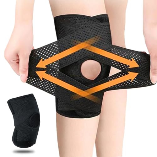 Tutore Ginocchio con Stabilizzatori Laterali,Ginocchiera Professinoale,Ginocchiera Rotulea ortopedica Supporto,Ginocchiera Regolabile,per Artrite ACL per Uomo e Donna(L)