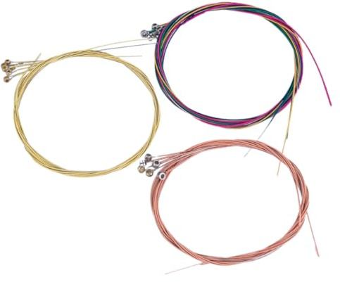 BESPORTBLE 3sätze Gitarrensaiten Set für Akustikgitarre Farbige Stahlsaiten aus Rotkupfer und Messing Ersatzsaiten für Klassische Gitarren Zubehör für Musikinstrumente