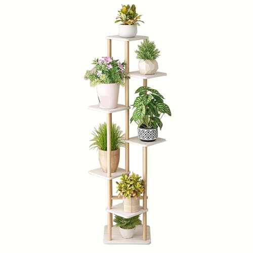 SRHIMEOS Estanteria para Plantas De Madera 7 Niveles, Estantería Decorativa para Macetas, Soporte para Plantas Exterior Interior Jardín, Estante Vertical para Esquina, Escalera para Flores