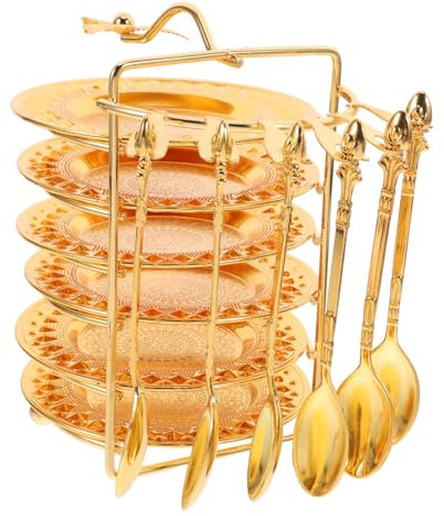 iplusmile 1 Ensemble Ensemble De Caboteur Montagnes Russes Simples Tasses à Thé Et Soucoupes Dessous De Verre pour Bureau Accessoires De Bar Assiette Apéritive Bol De Fruits Doré Le Fer