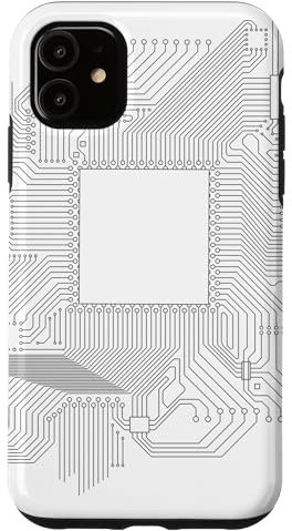Carte mère circuit micropuce fond blanc informatique Coque pour iPhone 11
